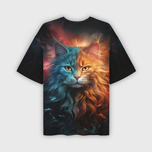 Мужская футболка оверсайз Сердитый котик / 3D-принт – фото 2