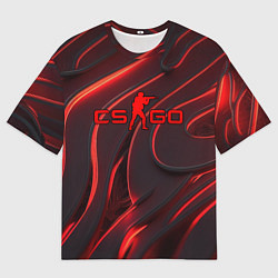 Мужская футболка оверсайз CSGO red abstract
