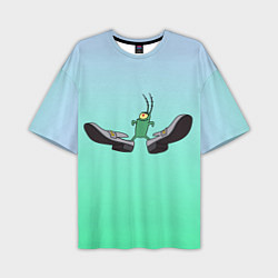 Мужская футболка оверсайз Планктон в тягах бархатных