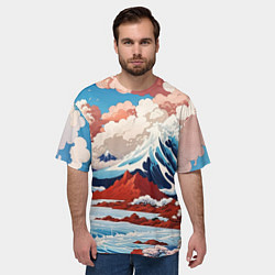 Футболка оверсайз мужская Пейзаж в Японском ретро стиле, цвет: 3D-принт — фото 2