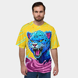 Футболка оверсайз мужская Кислотный Леопард, цвет: 3D-принт — фото 2