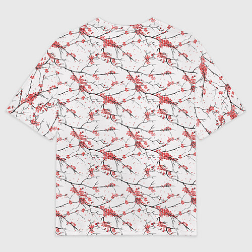 Мужская футболка оверсайз Паттерн веток с цветами сакуры / 3D-принт – фото 2