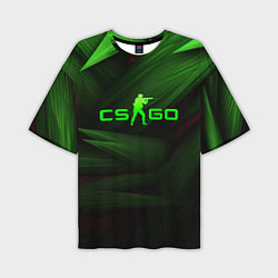 Футболка оверсайз мужская CS GO green logo, цвет: 3D-принт