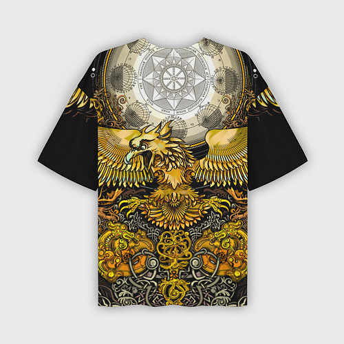 Мужская футболка оверсайз Золотой орёл - славянский орнамент / 3D-принт – фото 2