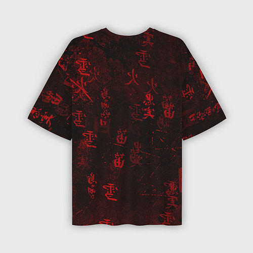 Мужская футболка оверсайз Красный дракон - иероглифы / 3D-принт – фото 2