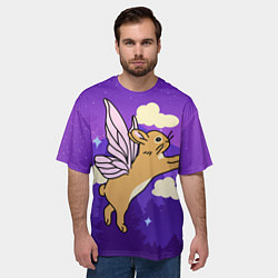 Футболка оверсайз мужская Лунный кролик с крыльями, цвет: 3D-принт — фото 2