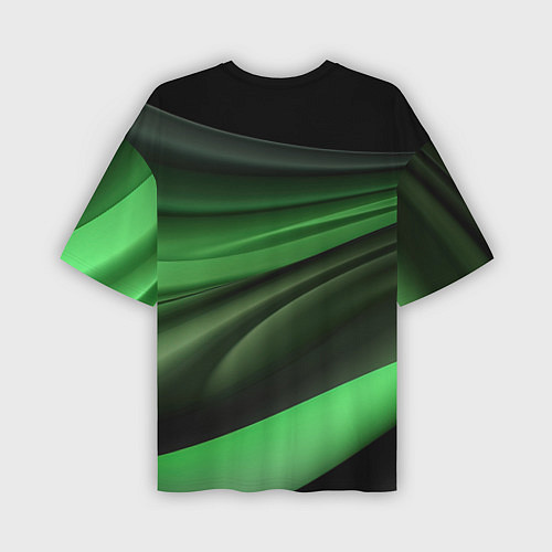 Мужская футболка оверсайз Темная зеленая текстура / 3D-принт – фото 2