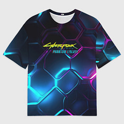 Мужская футболка оверсайз Neon cyberpunk logo