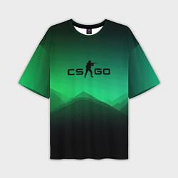 Мужская футболка оверсайз CS GO green black background