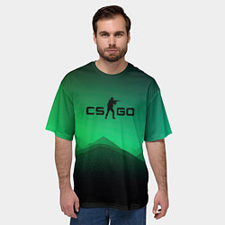 Футболка оверсайз мужская CS GO green black background, цвет: 3D-принт — фото 2