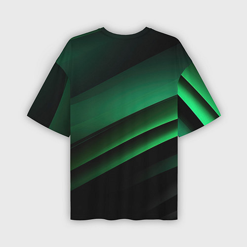 Мужская футболка оверсайз Черно зеленые полосы / 3D-принт – фото 2