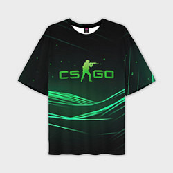 Мужская футболка оверсайз CS GO green logo