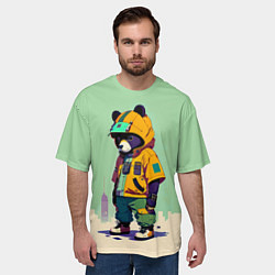Футболка оверсайз мужская Прикольный мишутка - городской стиль, цвет: 3D-принт — фото 2