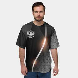 Футболка оверсайз мужская Герб России на темном фоне, цвет: 3D-принт — фото 2