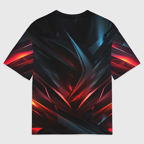 Мужская футболка оверсайз Black red abstract / 3D-принт – фото 2