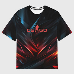 Футболка оверсайз мужская CS GO dark red black, цвет: 3D-принт