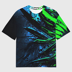 Футболка оверсайз мужская Black green abstract, цвет: 3D-принт