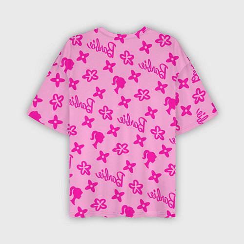 Мужская футболка оверсайз Барби паттерн розовый / 3D-принт – фото 2