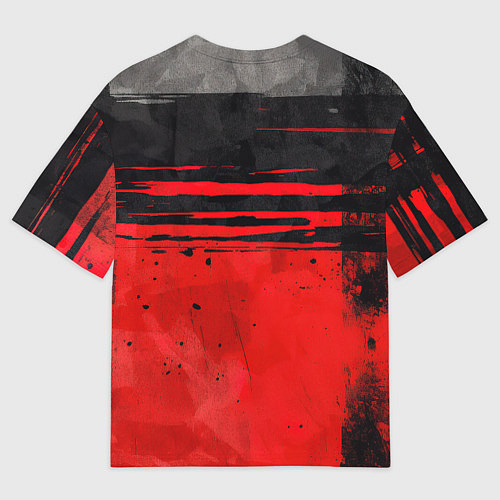 Мужская футболка оверсайз Black red texture / 3D-принт – фото 2