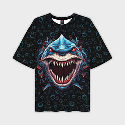 Мужская футболка оверсайз Evil shark