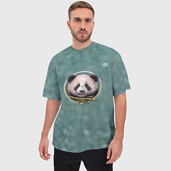 Футболка оверсайз мужская Милая мордочка панды с бамбуком, цвет: 3D-принт — фото 2