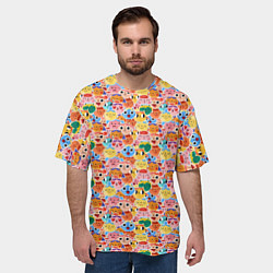 Футболка оверсайз мужская Смайлики котятки, цвет: 3D-принт — фото 2