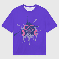 Футболка оверсайз мужская Противогаз и Брызги чернил, цвет: 3D-принт