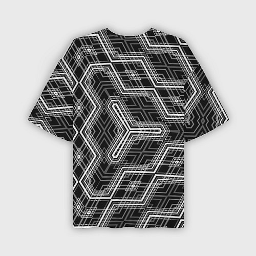 Мужская футболка оверсайз Черно-белый ассеметричный узор / 3D-принт – фото 2
