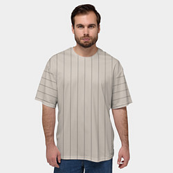 Футболка оверсайз мужская Вертикальные полосы бежевый, цвет: 3D-принт — фото 2