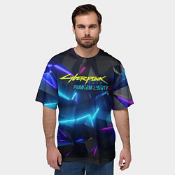 Футболка оверсайз мужская Cyberpunk неоновые плиты, цвет: 3D-принт — фото 2