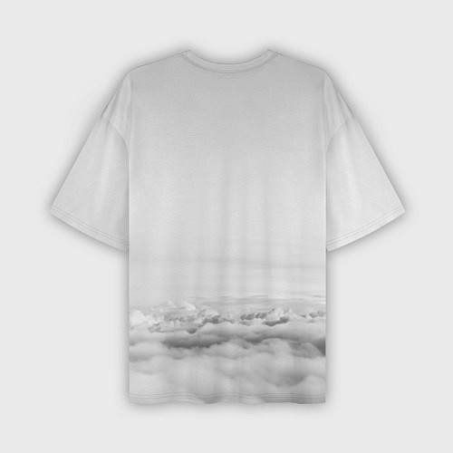 Мужская футболка оверсайз Орёл в облаках черно-белый / 3D-принт – фото 2