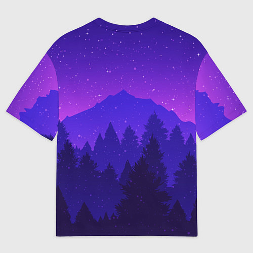 Мужская футболка оверсайз Рассвет в хвойном лесу / 3D-принт – фото 2