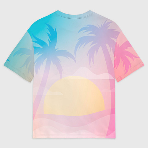Мужская футболка оверсайз Градиентовый летний пейзаж / 3D-принт – фото 2
