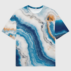 Мужская футболка оверсайз Узор волна голубой океанический агат