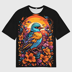 Футболка оверсайз мужская Тропическая птица и листья, цвет: 3D-принт