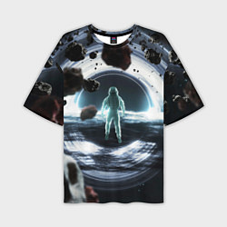Мужская футболка оверсайз Black hole astronaut