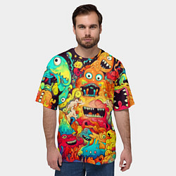 Футболка оверсайз мужская Зубастые галлюцинации, цвет: 3D-принт — фото 2