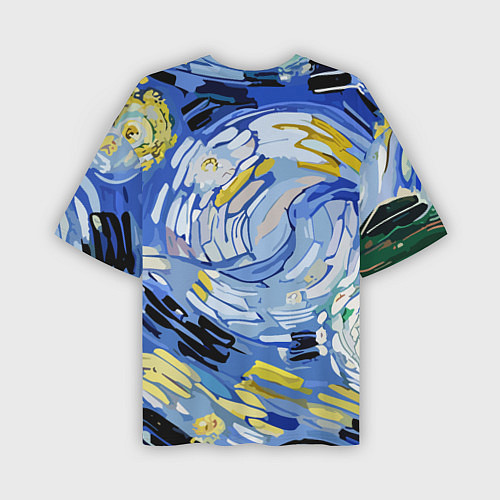 Мужская футболка оверсайз Облака в стиле Ван Гога / 3D-принт – фото 2