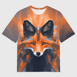 Футболка оверсайз мужская Нарисованная огненная лиса, цвет: 3D-принт
