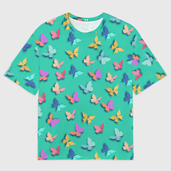 Футболка оверсайз мужская Разноцветные бабочки, цвет: 3D-принт