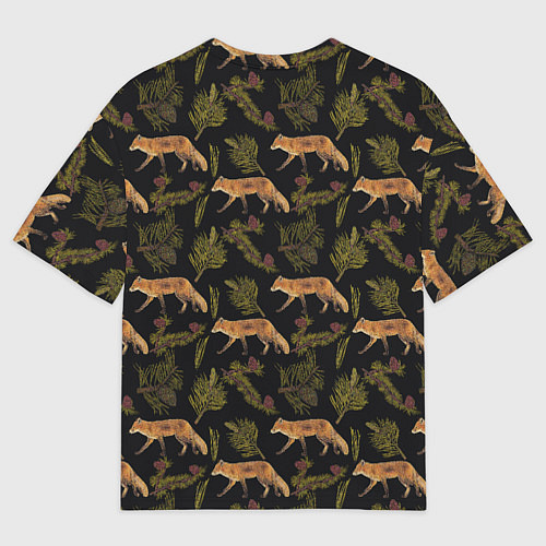 Мужская футболка оверсайз Лиса и хвоя / 3D-принт – фото 2