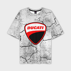 Футболка оверсайз мужская Ducati - потресканная земля, цвет: 3D-принт