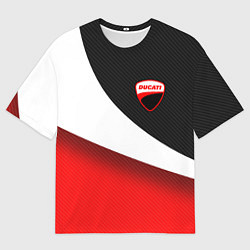 Футболка оверсайз мужская Ducati - красно-черный, цвет: 3D-принт