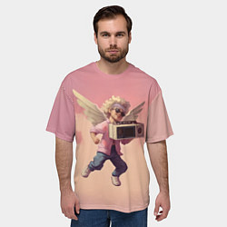 Футболка оверсайз мужская Ангел с бумбоксом, цвет: 3D-принт — фото 2