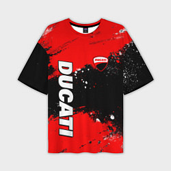 Мужская футболка оверсайз Ducati - красная униформа с красками