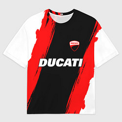 Мужская футболка оверсайз Ducati moto - красные полосы