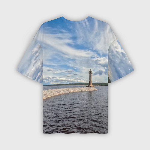 Мужская футболка оверсайз Маяк на Ладоге / 3D-принт – фото 2