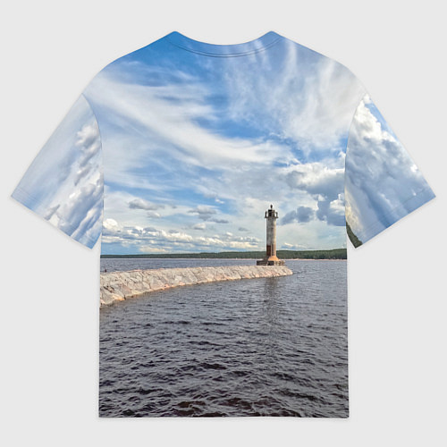 Мужская футболка оверсайз Маяк на Ладоге / 3D-принт – фото 2
