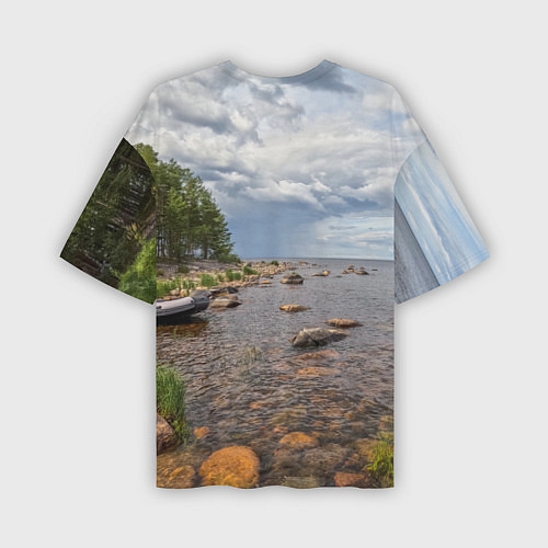 Мужская футболка оверсайз Лодка на Ладоге / 3D-принт – фото 2