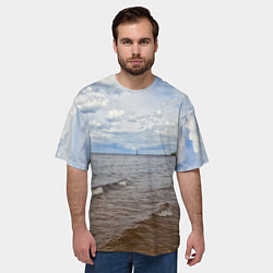 Футболка оверсайз мужская Волны на Ладожском озере, цвет: 3D-принт — фото 2